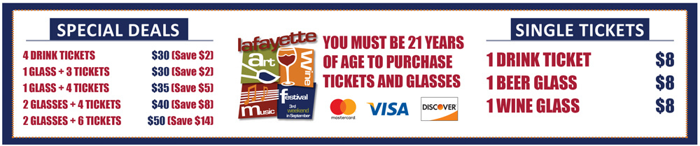 Glass and Ticket Prices at the 2019 Lafayette Art & Wine Festival