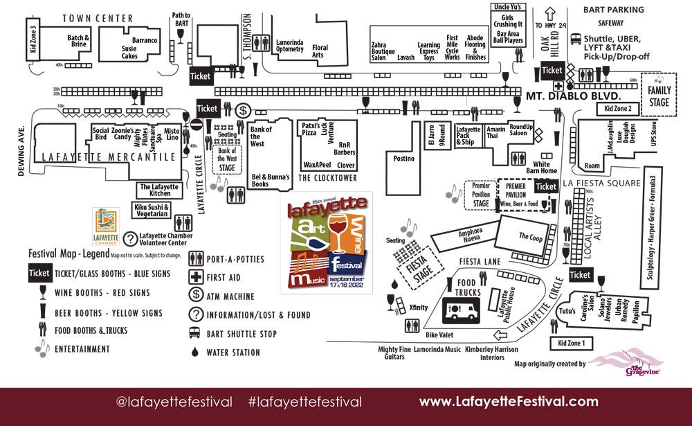 Quick Map of the 2022 Lafayette Art & Wine Festival