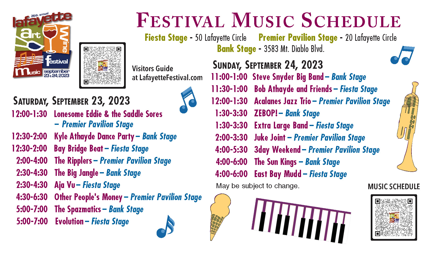 Lafayette Art & Wine Festival Music Schedule 2023