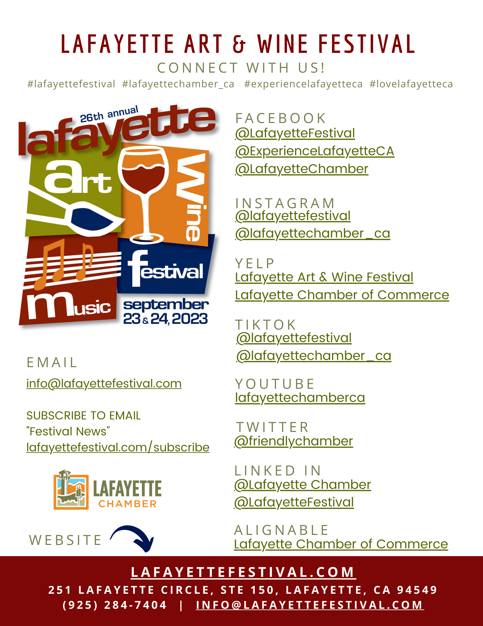 Connect with the Lafayette Art & Wine Festival - Social Media Channels