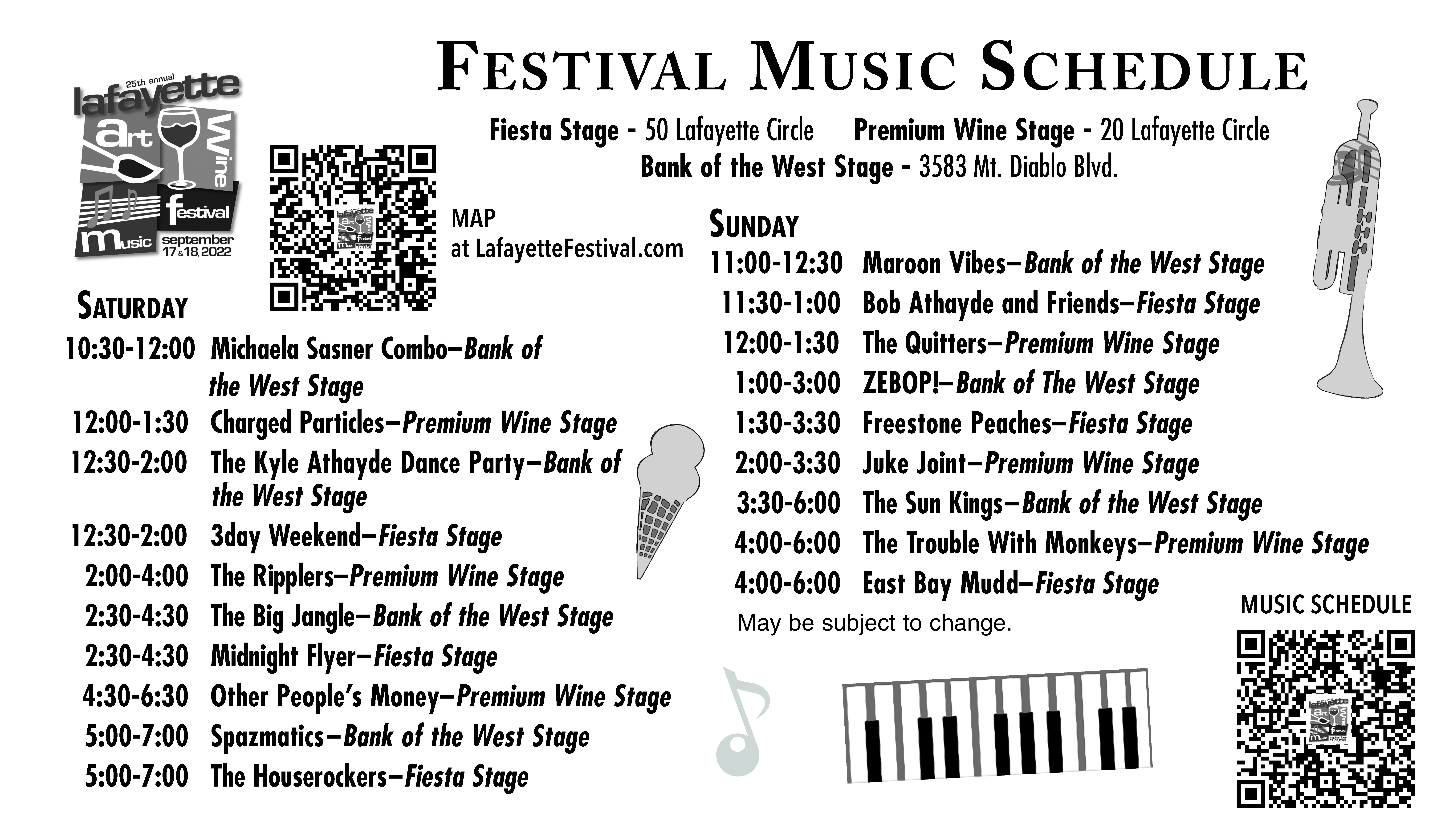Festival Music Schedule designed The Grapevine