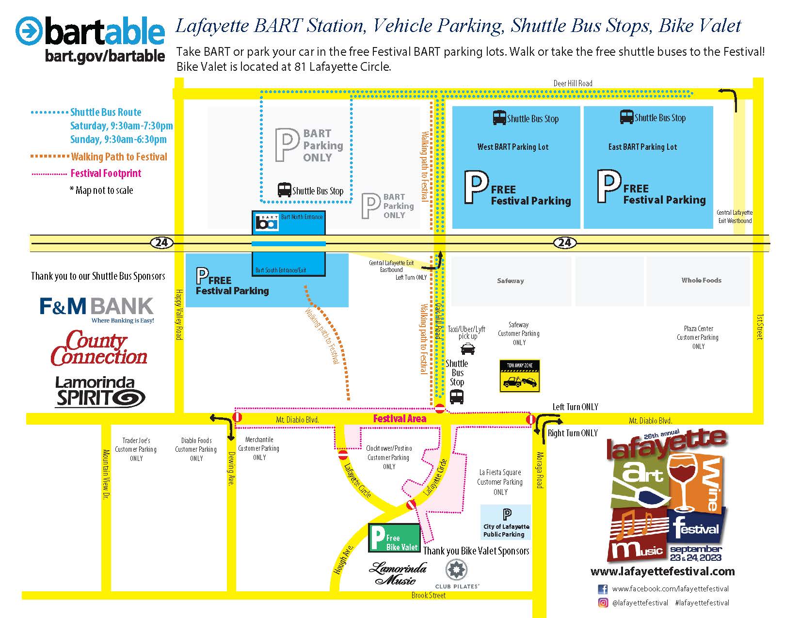Lafayette Art & Wine Festival 2023 Parking Map
